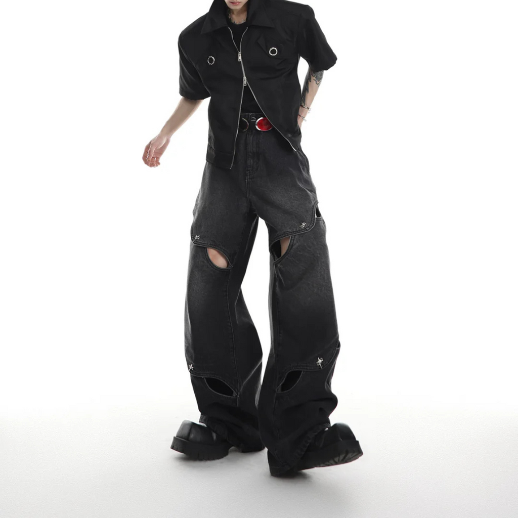 Cutout Washed Jeans