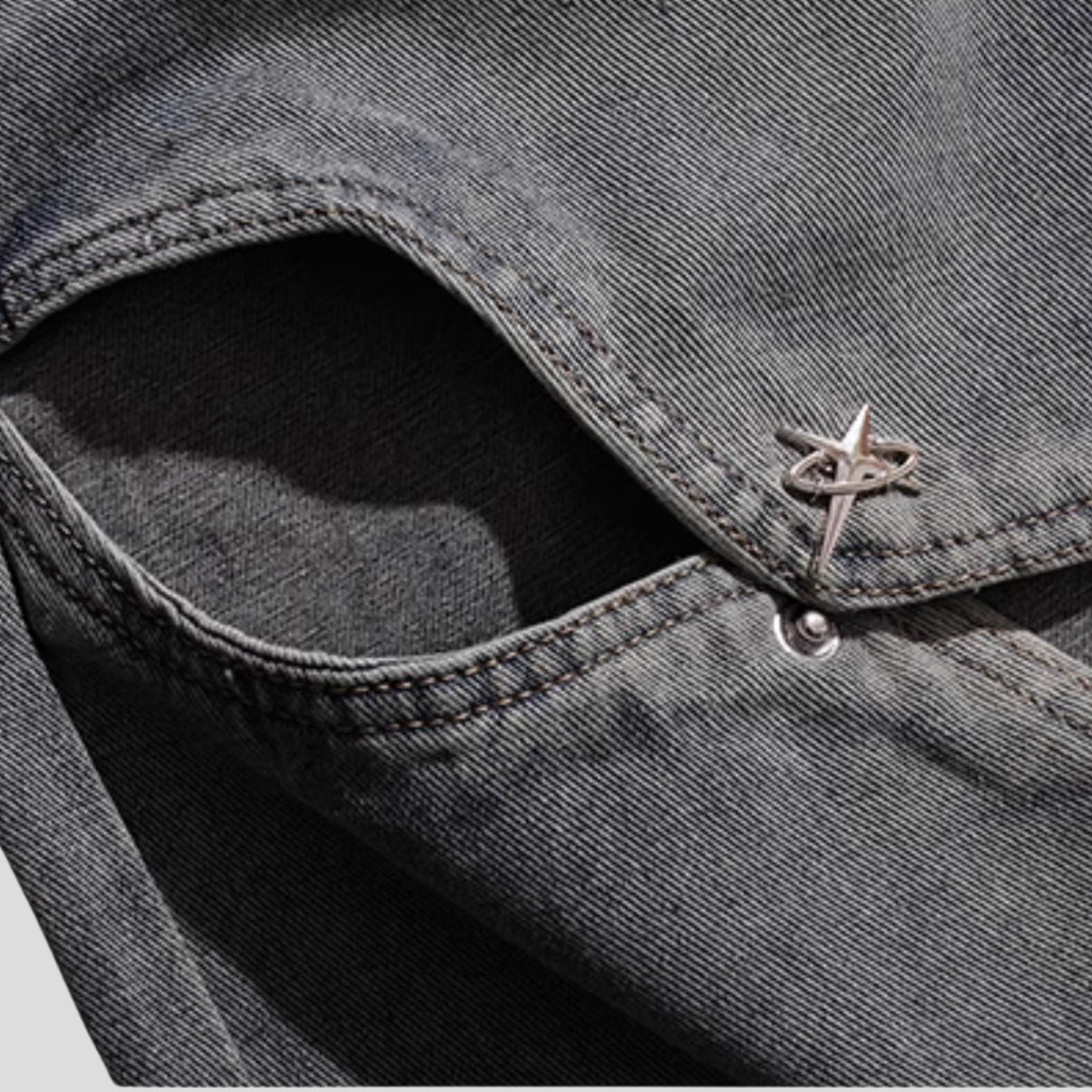 Cutout Washed Jeans